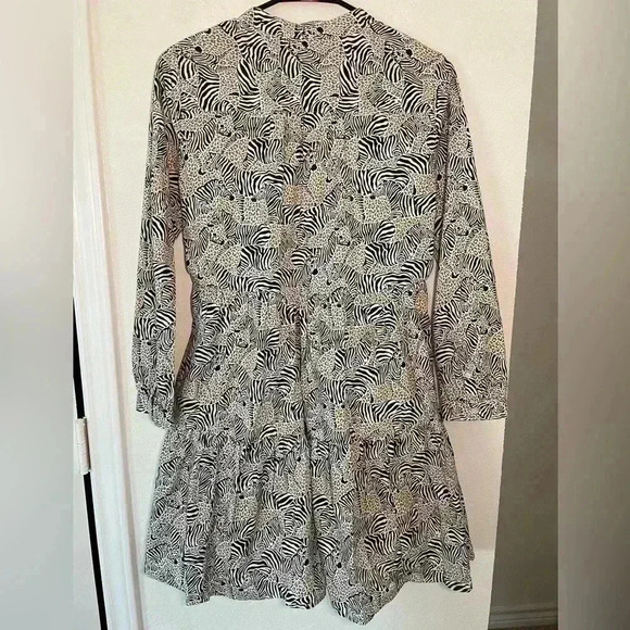 J CREW Zebra Mixed Animal Print Long Sleeve Fit to Flare Mini Dress Size XS - Picture 6 of 9